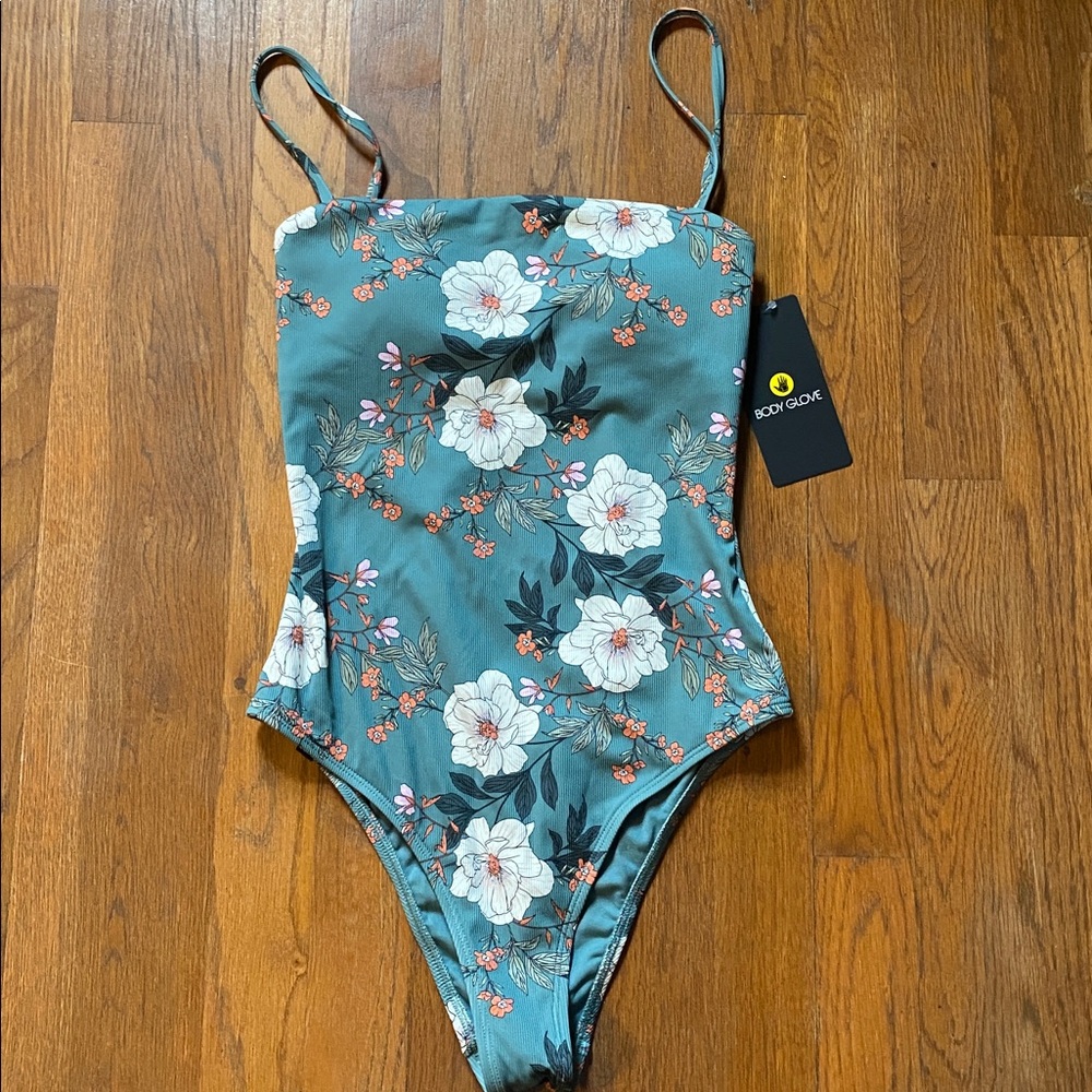 NWT Body Glove Mimi Bandeau Style One-Piece Swimsuit Floral Green new style